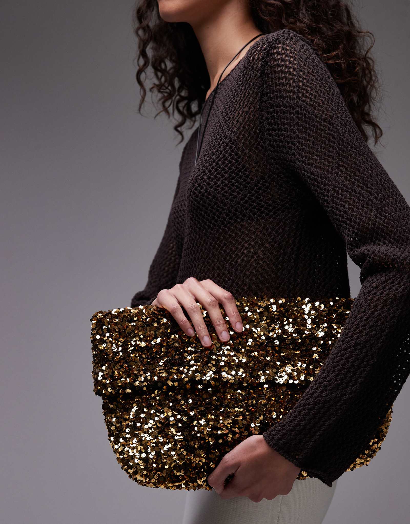 Сложенный клатч Topshop Georgia с золотыми блестками