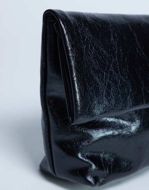 Topshop Georgia folded clutch grab bag in black
