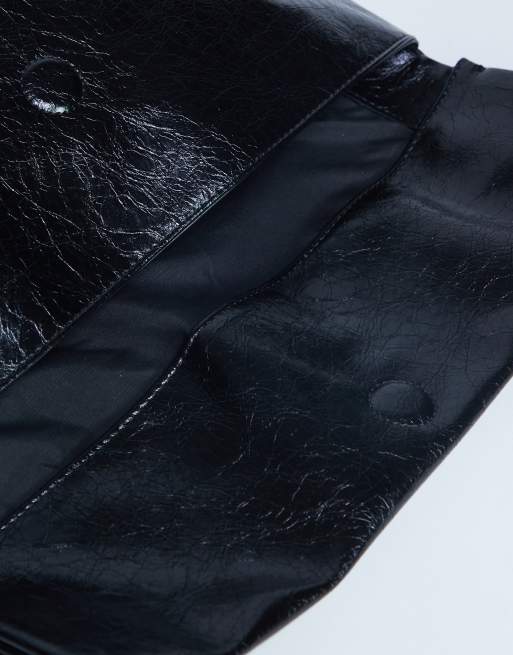 Topshop Georgia folded clutch grab bag in black
