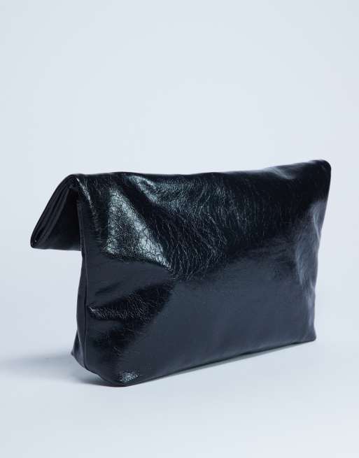 Topshop Georgia folded clutch grab bag in black