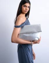 Topshop Georgia folded clutch grab bag in silver