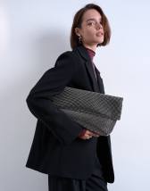 Topshop Georgia folded clutch grab diamante bag in black