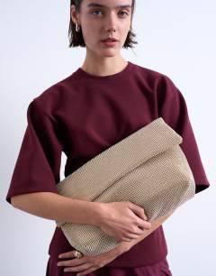 Georgia folded clutch grab diamante bag in gold