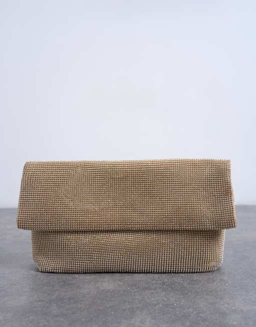 Topshop Georgia - Guldfarvet og foldet clutch med rhinsten, 3 af 4