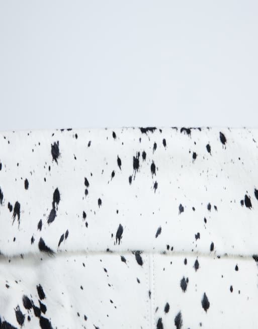 Topshop Georgia hair on leather folded clutch grab bag in dalmatian, 4 of 4
