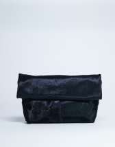 Topshop Georgia leather folded clutch grab bag in black pony