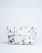 Topshop Georgia leather folded clutch grab bag in dalmatian pony