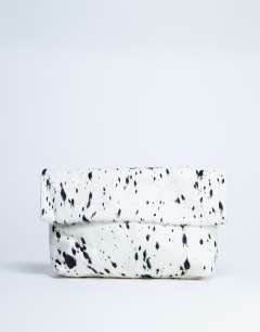 Georgia leather folded clutch grab bag in dalmatian pony
