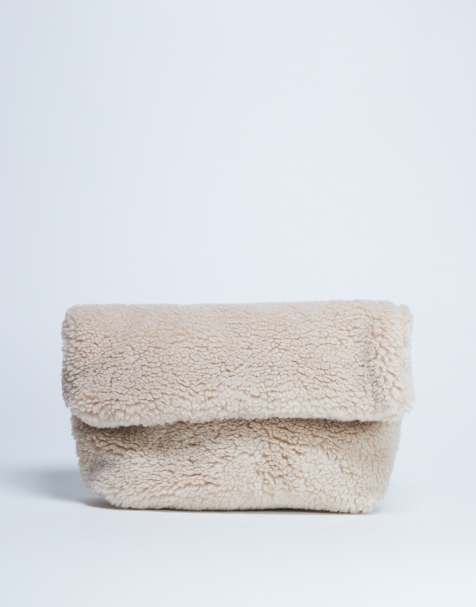 Topshop - Georgia - Pochette in pile borg beige con risvolto - view 1