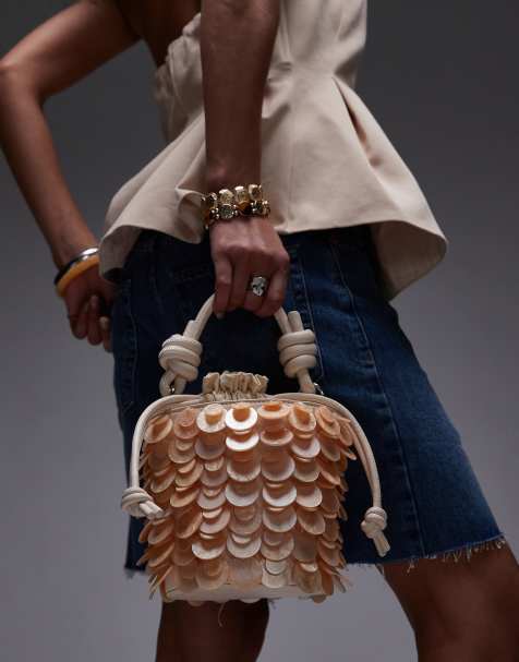 Topshop - Georgie - Handtas met versiering in beige - view 1
