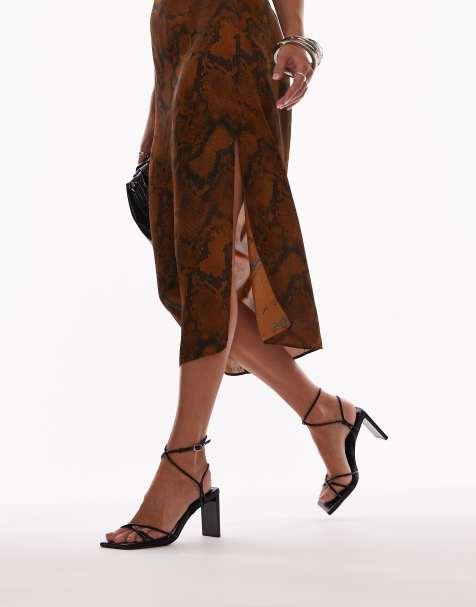 Topshop – Georgina – Riemchensandalen mit Absatz in Schwarz, breite Passform - view 1