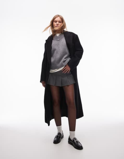 Topshop - Geplooide micro minirok met visgraatmotief in grijs - view 1