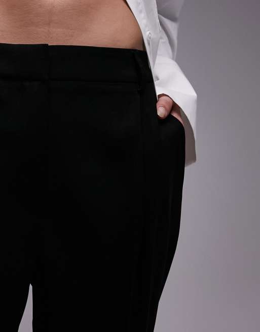 Topshop - Geplooide nette broek met hoge taille in zwart, 2 van 4