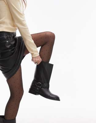 Topshop - Gepunktete Strumpfhose in Schwarz