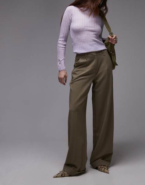 Topshop -– Gerade geschnittene Hose aus Twill in Pilzbraun - view 1