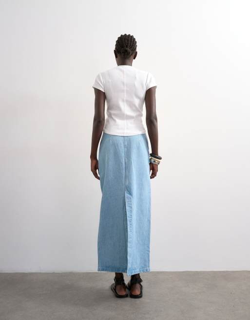 Topshop – Gerade geschnittener Jeansrock in gebleichter Waschung, 2 von 5