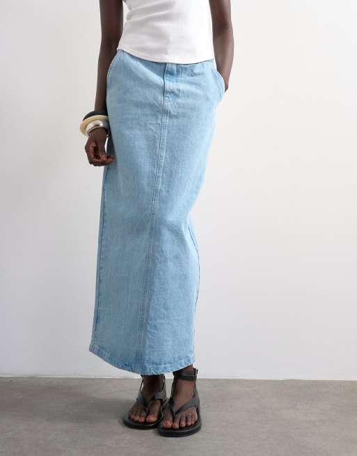Topshop – Gerade geschnittener Jeansrock in gebleichter Waschung, 3 von 5