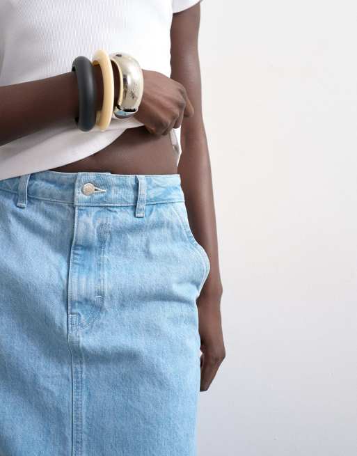 Topshop – Gerade geschnittener Jeansrock in gebleichter Waschung, 4 von 5