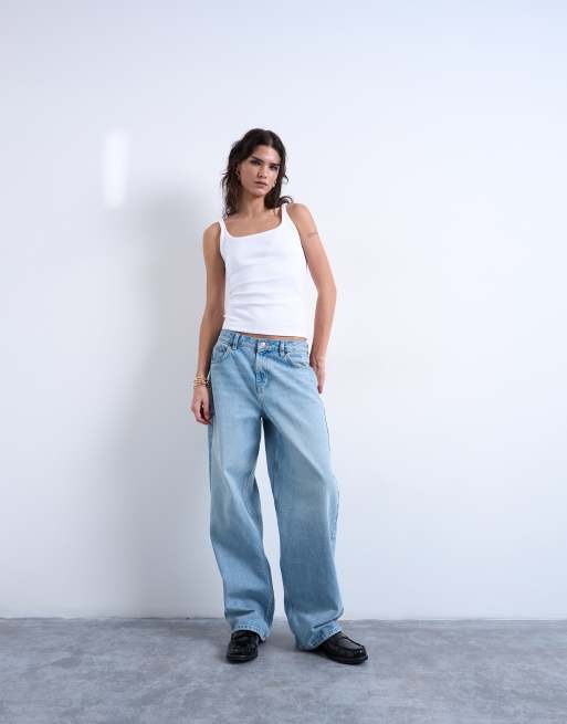 Topshop - Geribbeld hemdje met bandjes in wit, 2 van 4