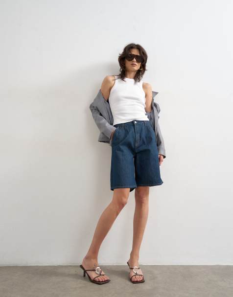 Topshop - Geribbeld hemdje met racer hals in wit - view 1