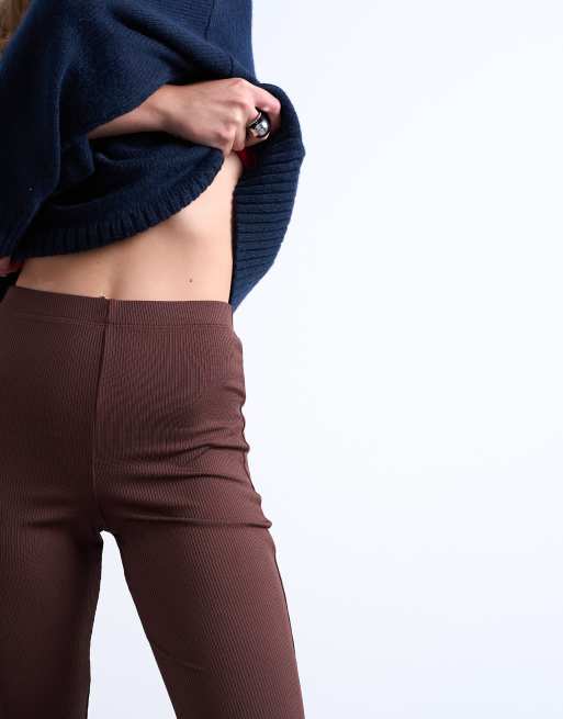 Topshop – Gerippte Skinny-Fit-Schlaghose in Schokobraun, 2 von 5