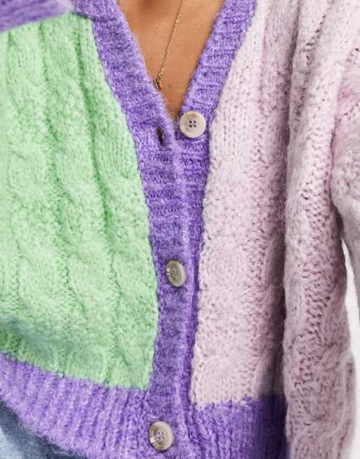 Topshop – Gerippte Strickjacke in buntem Farbblockdesign, 3 von 4
