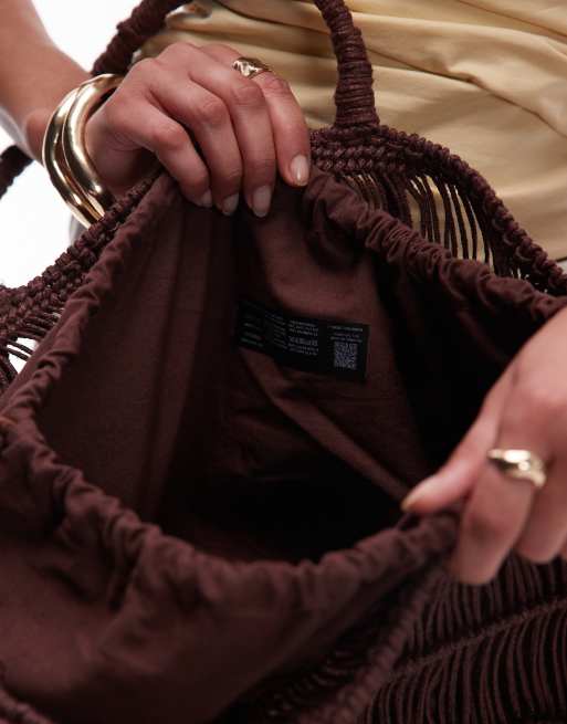 Topshop - Gerry - Geweven handtas in chocoladebruin, 4 van 4