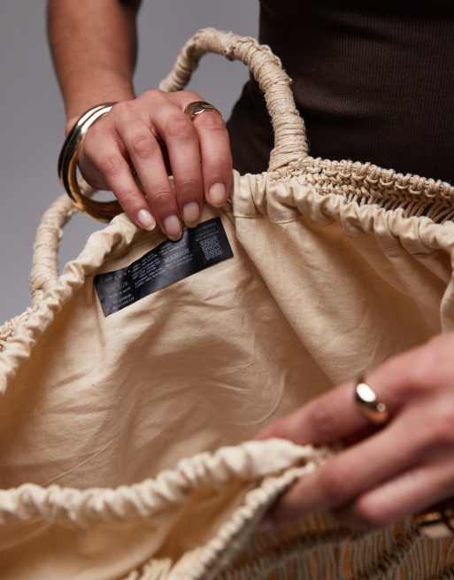 Topshop Gerry grab weave bag in neutral ASOS
