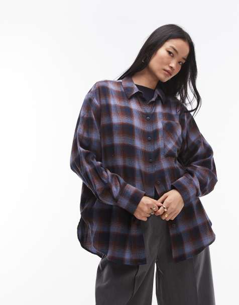 Topshop - Geruit overhemd in blauw en bruin - view 1