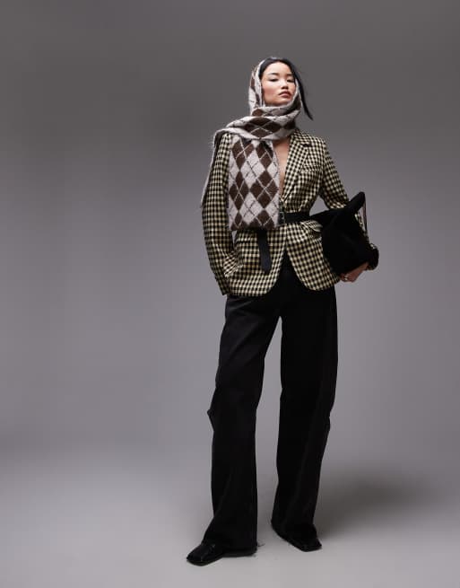 Topshop - Geruite getailleerde blazer in multi, 2 van 4