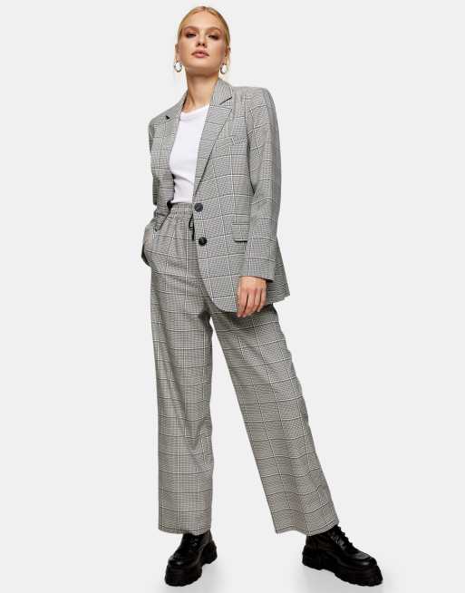 Topshop - Geruite joggingbroek in zwart-wit