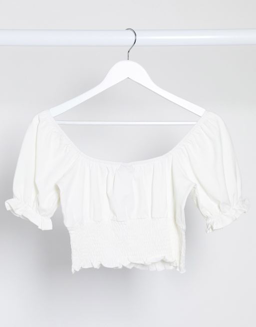 Witte top best sale met pofmouwen