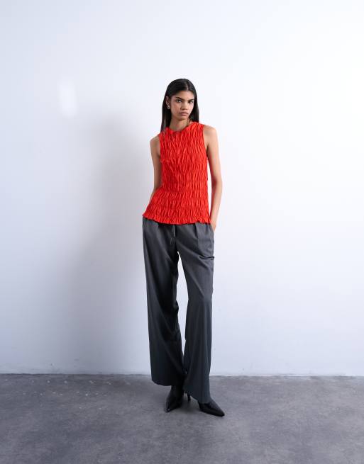 Topshop – Gesmoktes Tanktop in Rot, 2 von 4