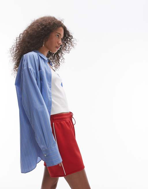 Topshop - Gestreept overhemd in blauw