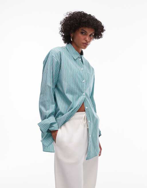 Topshop - Gestreept overhemd in groen
