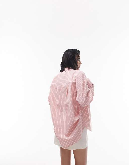 Topshop - Gestreept overhemd in roze, 2 van 4