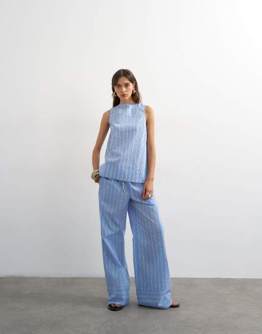 Topshop - Gestreepte co-ord set in blauw, 3 van 3
