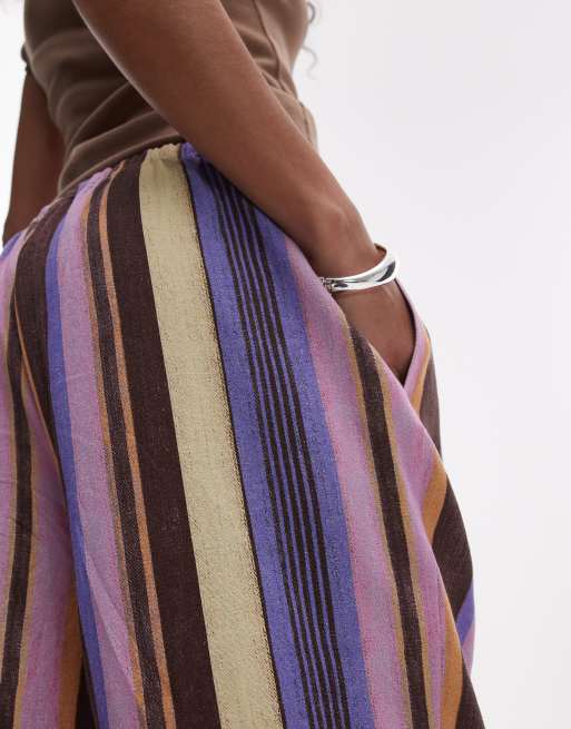 Topshop - Gestreepte broek van linnenmix met rechte pijpen in multi, 2 van 5