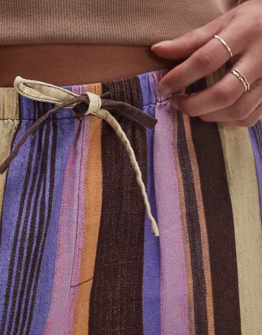 Topshop - Gestreepte broek van linnenmix met rechte pijpen in multi, 5 van 5