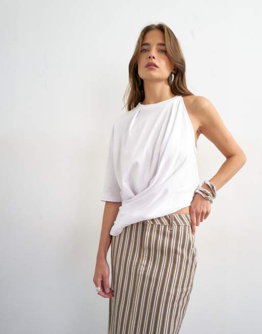 Topshop - Gestreepte denim maxi kokerrok, 5 van 5