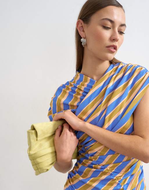 Topshop - Gestreepte gerimpelde top met overslag aan de voorkant in multi, 3 van 4