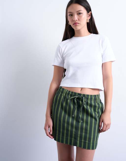 Topshop - Gestreepte utility rok met elastische taille in multi, 2 van 5