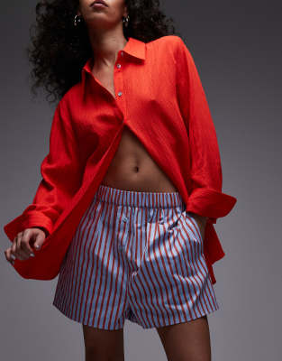Topshop - Gestreifte Boxershorts in Blau-Bunt