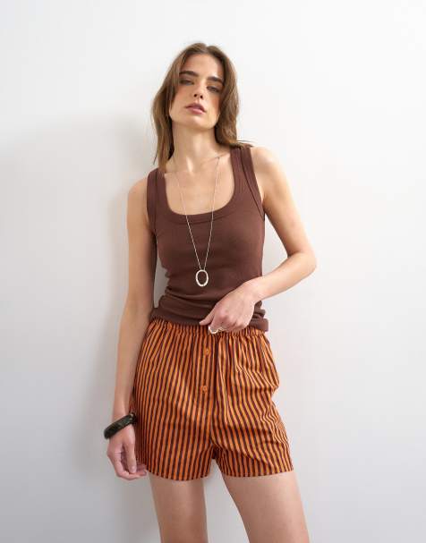 Topshop – Gestreifte Boxershorts in Orange - view 1