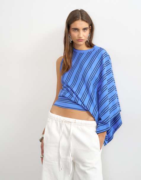 Topshop gestreiftes Cape-Top in Blau - view 1