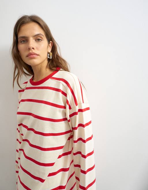 Topshop gestreiftes Skater-T-Shirt mit Nähten, 2 von 4