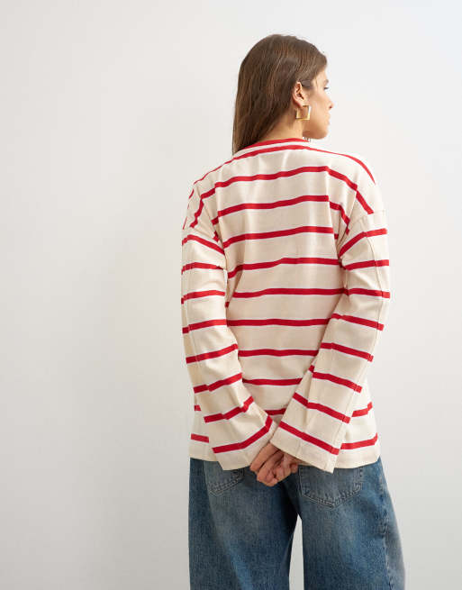 Topshop gestreiftes Skater-T-Shirt mit Nähten, 4 von 4