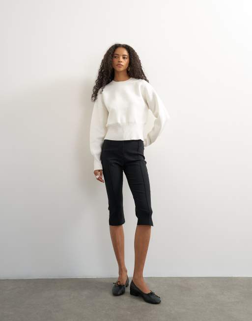 Topshop gestrickter Pullover mit tailliertem Bund und Fledermausärmeln in Elfenbein, 2 von 4