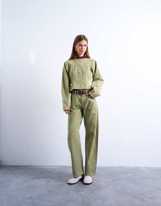 Topshop - Getailleerd denim overhemd in avocado, 2 van 4