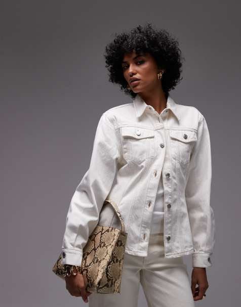 Topshop - Getailleerd denim overhemd in ecru - view 1